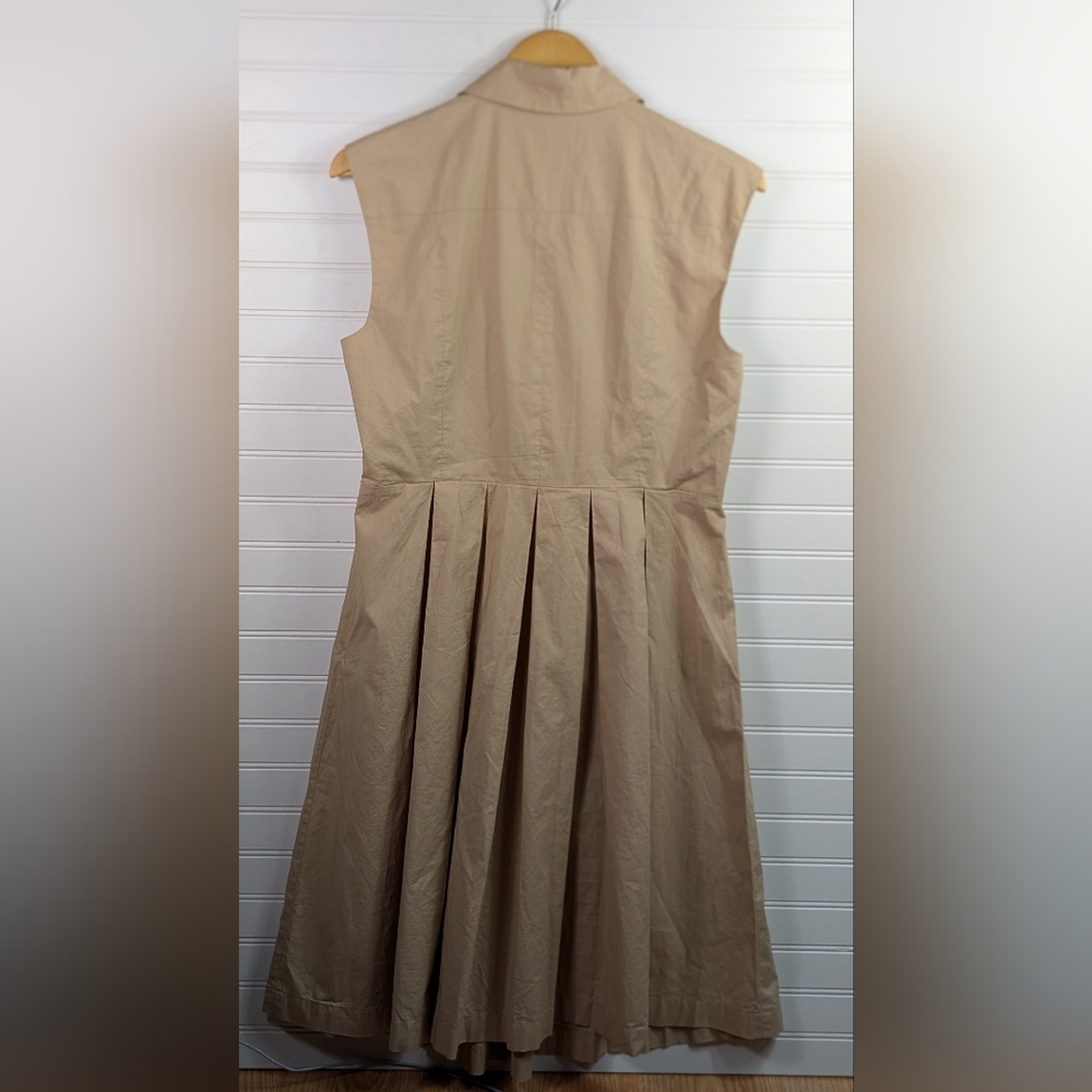 TOMMY HILFIGER Sleeveless Knee-Length Fit and Flare Pleated Cotton Dress 12 - Picture 12 of 12